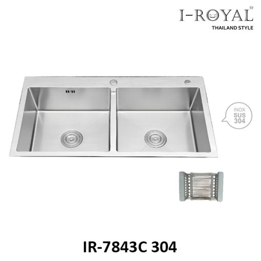 CHẬU RỬA CHÉN I-ROYAL 7843 2 HỘC CÂN INOX 304 ĐÚC IR-7843C 304 - 1