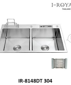 CHẬU RỬA CHÉN I-ROYAL 8148 2 HỘC CÂN CÓ CÀI DAO THỚT INOX 304 ĐÚC IR-8148DT 304