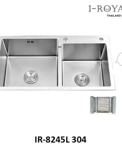 CHẬU RỬA CHÉN I-ROYAL 8245 2 HỘC LỆCH INOX 304 ĐÚC IR-8245L 304