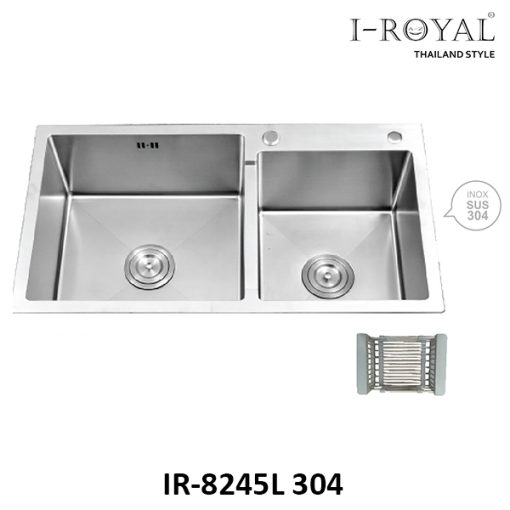 CHẬU RỬA CHÉN I-ROYAL 8245 2 HỘC LỆCH INOX 304 ĐÚC IR-8245L 304 - 1