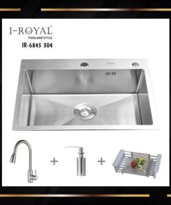 COMBO CHẬU RỬA CHÉN I-ROYAL 6845 1 HỘC INOX 304 ĐÚC IR-6845 304