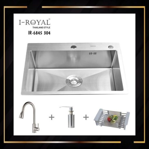 COMBO CHẬU RỬA CHÉN I-ROYAL 6845 1 HỘC INOX 304 ĐÚC IR-6845 304 - 1