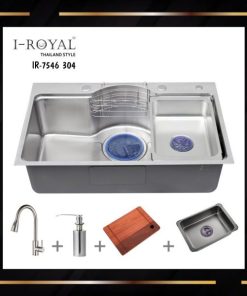 COMBO CHẬU RỬA CHÉN I-ROYAL 7546 1 HỘC INOX 304 ĐÚC IR-7546 304
