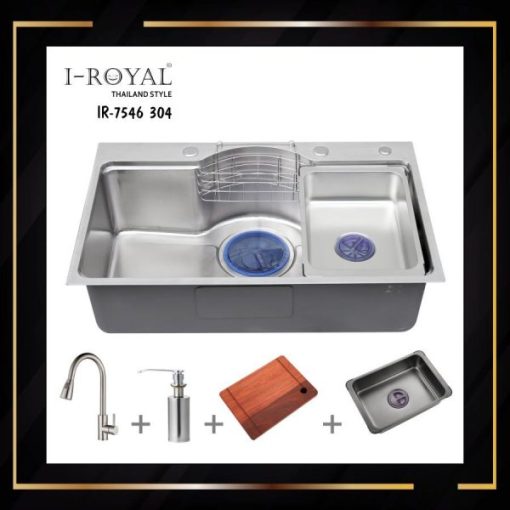 COMBO CHẬU RỬA CHÉN I-ROYAL 7546 1 HỘC INOX 304 ĐÚC IR-7546 304 - 1