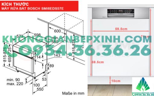 MÁY RỬA CHÉN BÁT BOSCH BÁN ÂM SMI6EDS57E SERIE 6 13 BỘ NHẬP KHẨU ĐỨC - 3