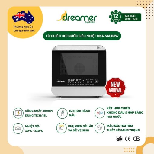 LÒ CHIÊN KHÔNG DẦU HƠI NƯỚC 18 LÍT DREAMER DKA SAF118W - 3