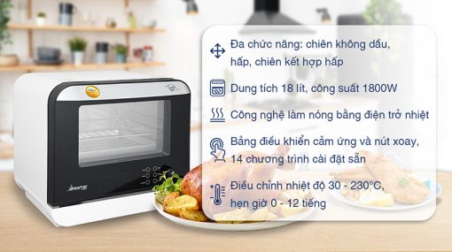 LÒ CHIÊN KHÔNG DẦU HƠI NƯỚC 18 LÍT DREAMER DKA SAF118W - 13