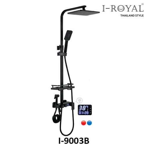 SEN TẮM ĐỨNG CHỈNH NHIỆT ĐỘ NÓNG LẠNH ĐỒNG MẠ TĨNH ĐIỆN ĐEN I-ROYAL I-9003B - 1