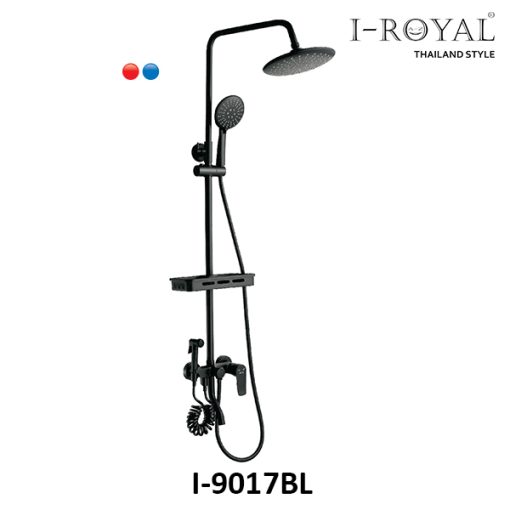 SEN TẮM ĐỨNG NÓNG LẠNH ĐỒNG THAU MẠ TĨNH ĐIỆN ĐEN I-ROYAL I-̣9017BL - 1