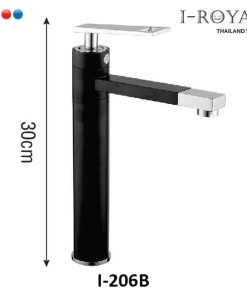 VÒI LAVABO NÓNG LẠNH ĐỒNG THAU MẠ TĨNH ĐIỆN ĐEN I-ROYAL I-206B