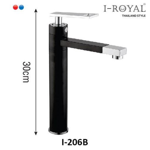 VÒI LAVABO NÓNG LẠNH ĐỒNG THAU MẠ TĨNH ĐIỆN ĐEN I-ROYAL I-206B - 1