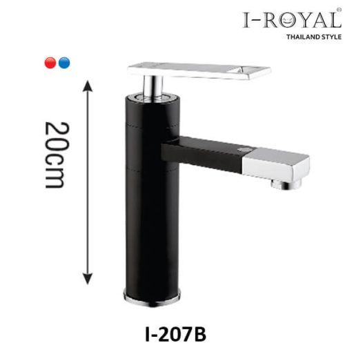 VÒI LAVABO NÓNG LẠNH ĐỒNG THAU MẠ TĨNH ĐIỆN ĐEN I-ROYAL I-207B - 1