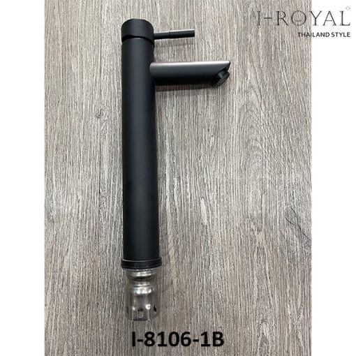 VÒI LAVABO TRÒN NL INOX SƠN TĨNH ĐIỆN ĐEN (cao 30cm) I-ROYAL I-8106-1B - 1