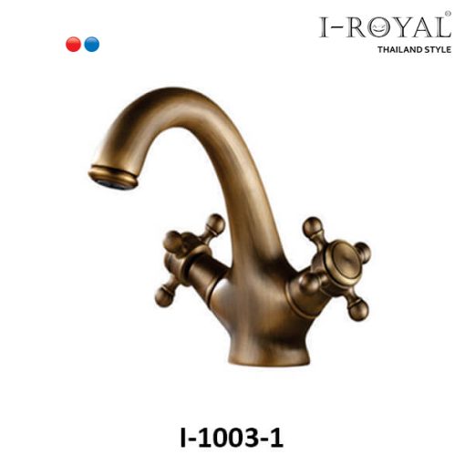 VÒI LAVABO NÓNG LẠNH MẠ ĐỒNG I-ROYAL I-1003-1 - 1