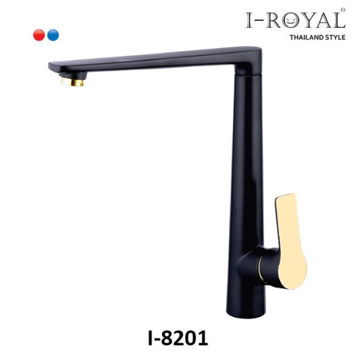 VÒI RỬA CHÉN NÓNG LẠNH ĐỒNG MẠ TĨNH ĐIỆN ĐEN I-ROYAL I-8201 - 1