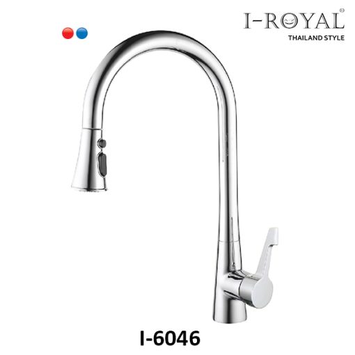 VÒI RỬA CHÉN NÓNG LẠNH DÂY RÚT ĐỒNG THAU MẠ CROME I-ROYAL I-6046 - 1