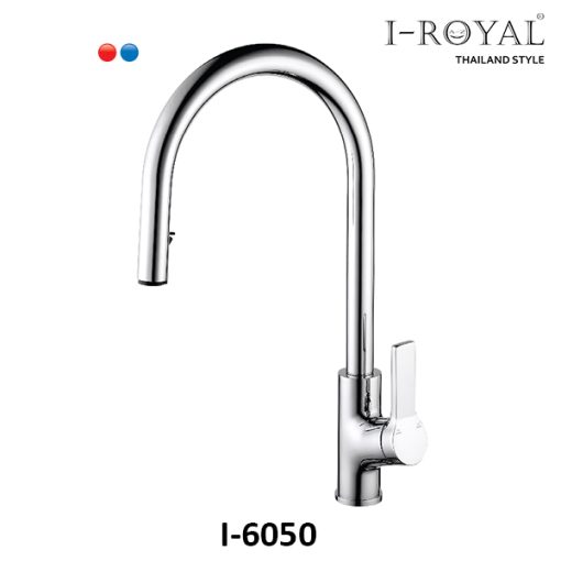 VÒI RỬA CHÉN NÓNG LẠNH DÂY RÚT ĐỒNG THAU MẠ CROME I-ROYAL I-6050 - 1