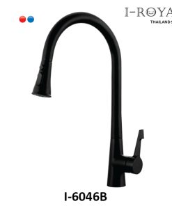 VÒI RỬA CHÉN NÓNG LẠNH DÂY RÚT ĐỒNG THAU MẠ ĐEN I-ROYAL I-6046B