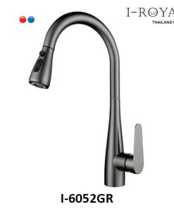 VÒI RỬA CHÉN NÓNG LẠNH DÂY RÚT ĐỒNG THAU MẠ XÁM I-ROYAL I-6052GR