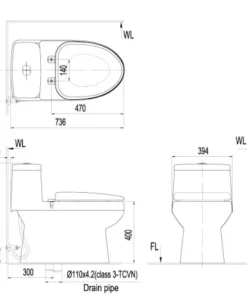 Bồn Cầu INAX AC-939/CW-S15VN 1 Khối Nắp Rửa Cơ - 10 Bồn Cầu INAX AC-939/CW-S15VN 1 Khối Nắp Rửa Cơ - 9