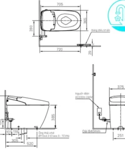 Bồn Cầu Điện Tử INAX AC-G216VN/BKG Đen - 9