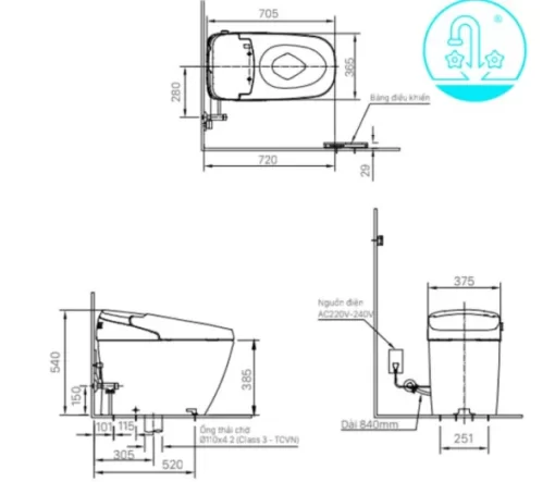Bồn Cầu Điện Tử INAX AC-G216VN/BKG Đen - 5