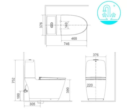 Bồn Cầu INAX AC-832VN 2 Khối Nắp Êm - 5