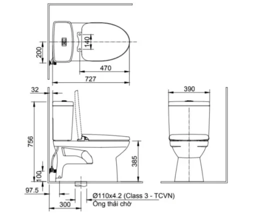 Bồn Cầu INAX C-504VAN 2 Khối Nắp Êm - 5