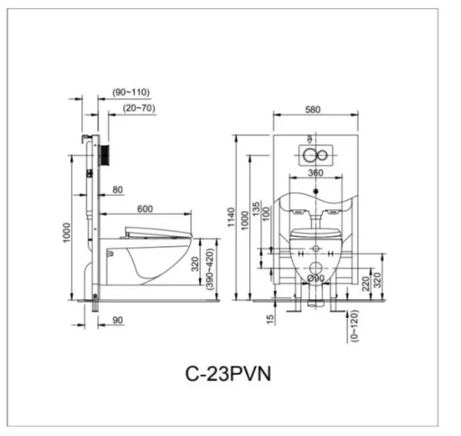 Bồn Cầu INAX AC-23PVN Treo Tường - 7