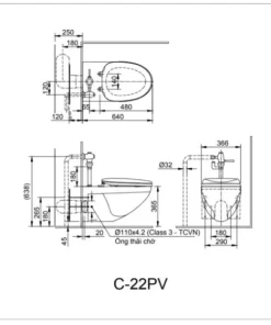 Bồn Cầu INAX AC-22PVN Treo Tường Nắp Êm Kèm Van Xả - 14 Bồn Cầu INAX AC-22PVN Treo Tường Nắp Êm Kèm Van Xả - 13