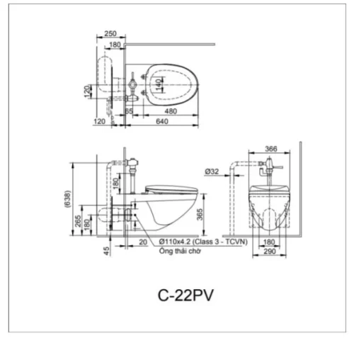 Bồn Cầu INAX AC-22PVN Treo Tường Nắp Êm Kèm Van Xả - 7