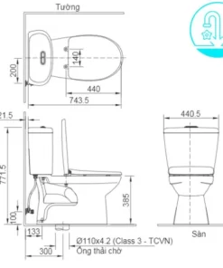 Bồn Cầu INAX C-306VAN 2 Khối Nắp Êm - 9