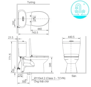 Bồn Cầu INAX C-306VAN 2 Khối Nắp Êm - 9