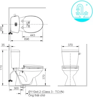 Bồn Cầu INAX C-117VAN 2 Khối Nắp Êm - 9