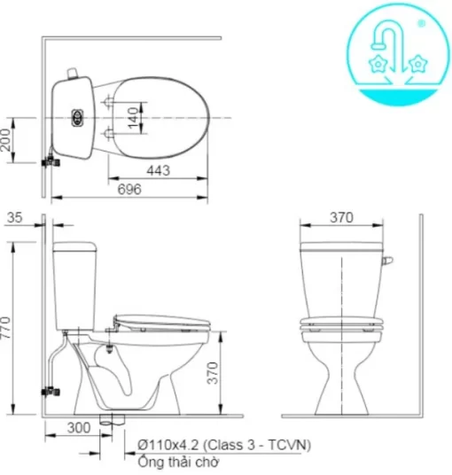 Bồn Cầu INAX C-117VAN 2 Khối Nắp Êm - 5