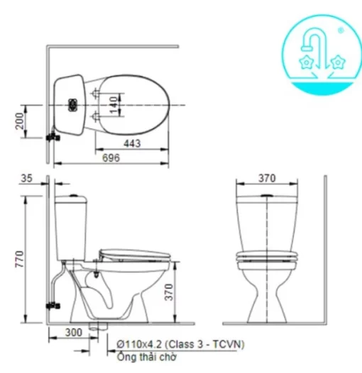 Bồn Cầu INAX C-108VAN 2 Khối Nắp Êm - 5