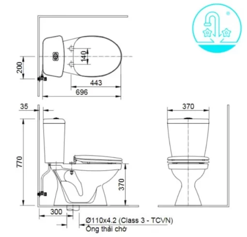 Bồn Cầu INAX C-108VA 2 Khối Nắp Thường - 5