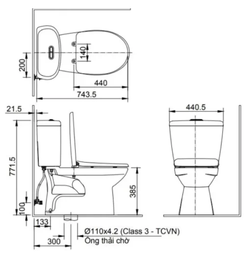 Bồn Cầu INAX C-306VA 2 Khối Nắp Thường - 5