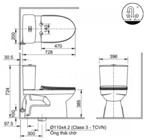 Bồn Cầu INAX AC-514VAN 2 Khối Nắp Êm - 9