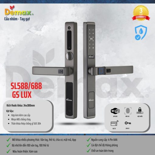 Khóa thông minh DEMAX SL688GS LUX tiêu chuẩn Đức - 5