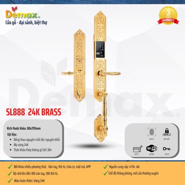 Khóa đại sảnh DEMAX SL888 GOLD tiêu chuẩn Đức - 4