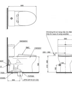 Bồn Cầu TOTO CS302DT10#W 2 Khối - 10 Bồn Cầu TOTO CS302DT10#W 2 Khối - 9