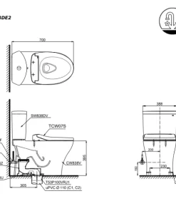 Bồn Cầu TOTO CS838DE2#XW 2 Khối Nắp Rửa Cơ TCW07S - 16 Bồn Cầu TOTO CS838DE2#XW 2 Khối Nắp Rửa Cơ TCW07S - 15