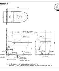 Bồn Cầu Điện Tử TOTO CS948CDW12#XW Kèm Nắp Rửa Điện Tử WASHLET (Loại Giấu Dây) Dòng S7 – TCF4911EZ (220V) - 10 Bồn Cầu Điện Tử TOTO CS948CDW12#XW Kèm Nắp Rửa Điện Tử WASHLET (Loại Giấu Dây) Dòng S7 – TCF4911EZ (220V) - 9