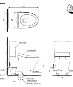 Bồn Cầu TOTO CS948DE4#XW 2 Khối Nắp Rửa Cơ TCW1211A - 18 Bồn Cầu TOTO CS948DE4#XW 2 Khối Nắp Rửa Cơ TCW1211A - 17