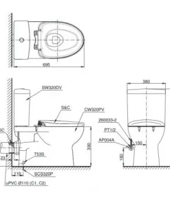 Bồn Cầu TOTO CS320PDRT3#W 2 Khối Nắp Đóng Êm TC385VS - 10 Bồn Cầu TOTO CS320PDRT3#W 2 Khối Nắp Đóng Êm TC385VS - 9