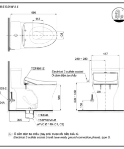 Bồn Cầu Điện Tử TOTO MS855DW11#XW Kèm Nắp Rửa Điện Tử WASHLET Dòng S7 – TCF4911Z (220V) - 12 Bồn Cầu Điện Tử TOTO MS855DW11#XW Kèm Nắp Rửa Điện Tử WASHLET Dòng S7 – TCF4911Z (220V) - 11