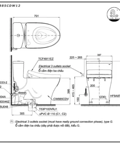 Bồn Cầu Điện Tử TOTO MS885CDW12#XW Kèm Nắp Rửa Điện Tử WASHLET (Loại Giấu Dây) Dòng S7 – TCF4911EZ (220V) - 12 Bồn Cầu Điện Tử TOTO MS885CDW12#XW Kèm Nắp Rửa Điện Tử WASHLET (Loại Giấu Dây) Dòng S7 – TCF4911EZ (220V) - 11
