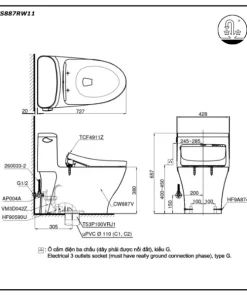 Bồn Cầu Điện Tử TOTO MS887RW11#XW Kèm Nắp Rửa Điện Tử WASHLET Dòng S7 – TCF4911Z (220V) - 12 Bồn Cầu Điện Tử TOTO MS887RW11#XW Kèm Nắp Rửa Điện Tử WASHLET Dòng S7 – TCF4911Z (220V) - 11