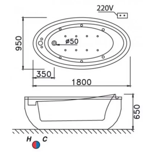 “Bồn Tắm CAESAR AT6480 Đặt Sàn 1.8M “ - 5